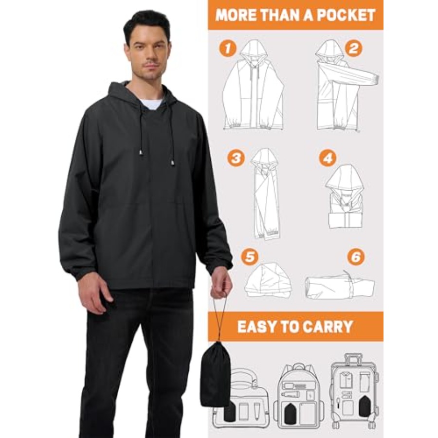 UIQUR Men's Rain Jacket Waterp - Running Gear For Rain ulasan dan harga